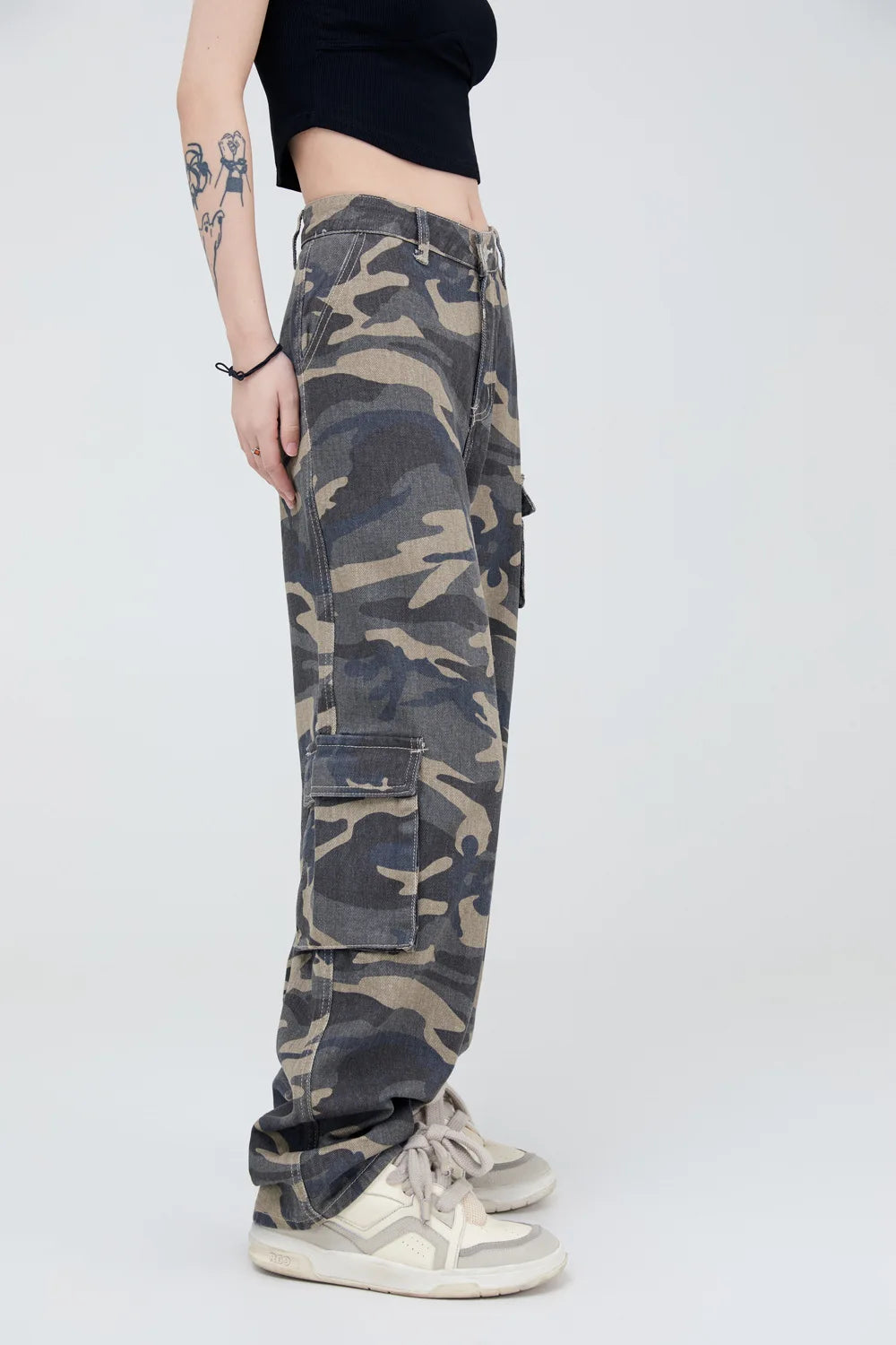 vintage pockets camouflage denim pants men jeans hip hop streetwear military cargo pants unique cargo style 4979