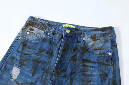 vintage ripped straight jeans blue distressed baggy jeans trousers streetwear luxury loose casual denim pants male y2k hombre unique jeans style 5123