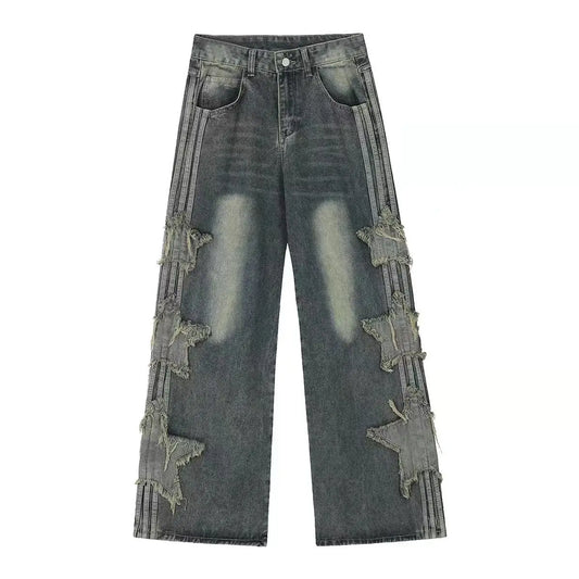 american retro high street straight leg jeans for men and women 2024 spring and autumn trend loose straight leg casual pants y2k unique jeans style 783
