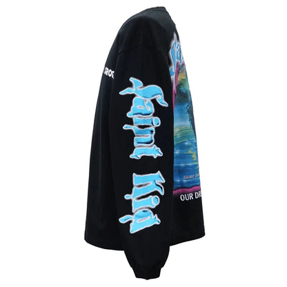 24ss Summer Vintage Retro High-Street Long Sleeve T-Shirt Sweatshirt Pullover Cotton Street King Limited