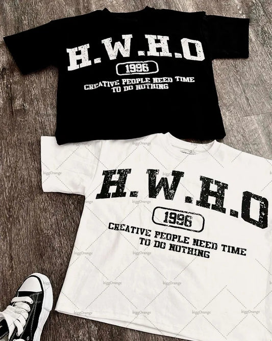 Y2K street trend letters oversized printed T-shirt men's,fashionable retro loose casual versatile round neck top T-shirt women's Street King Limited