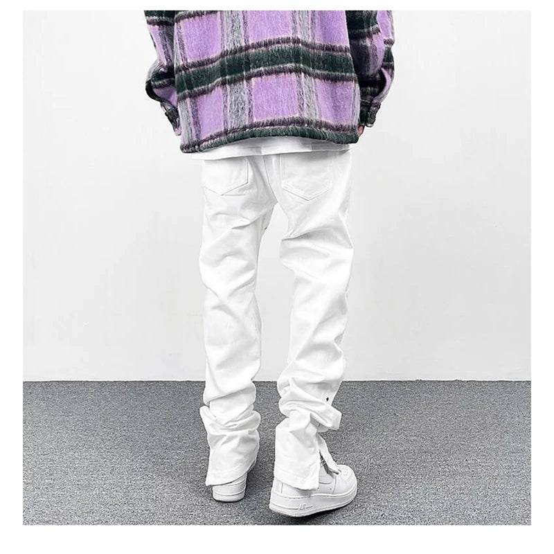 harajuku ankle zipper solid color straight casual mens cargo pants retro high street pockets hip hop baggy oversized trousers unique cargo style 289