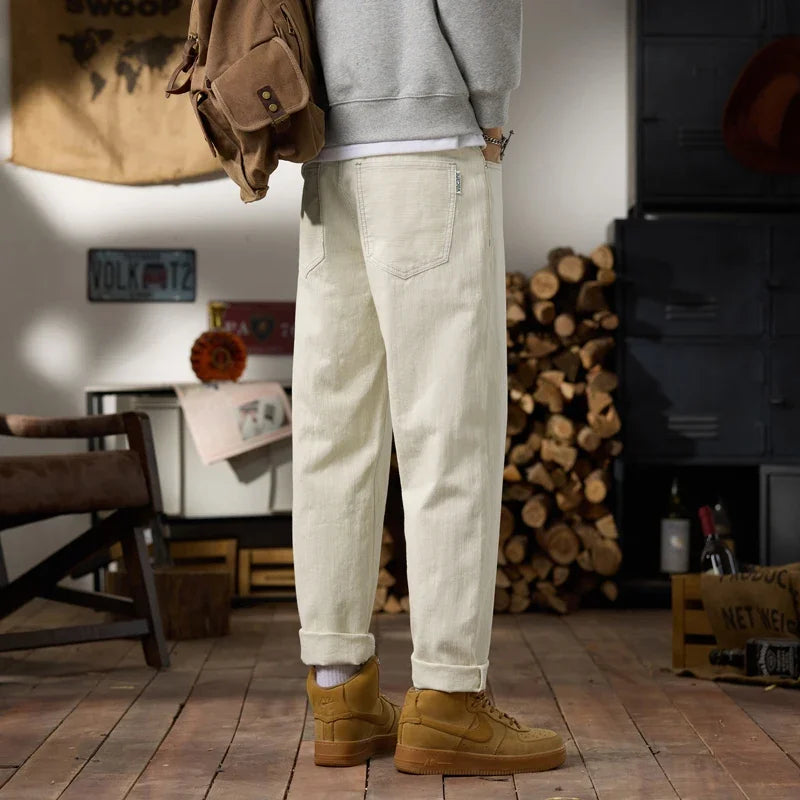 men classic fashion vintage loose casual plus size 28 42 ankle length white soft denim jeans pant cityboy harem jeans trousers vintage washed jeans
