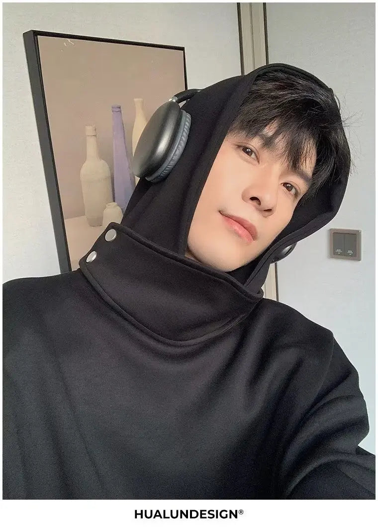 Solid Color Hoodies Men Women Japanese Loose Pullovers Sweatshirt Harajuku Detachable Neck Hoodie Autumn Spring Casual Overcoats Street King Limited
