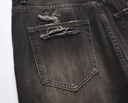 streetwear frayed hole distreesed ripped baggy jeans for men and women pantalones hombre y2k casual denim trousers oversized unique jeans style 5835