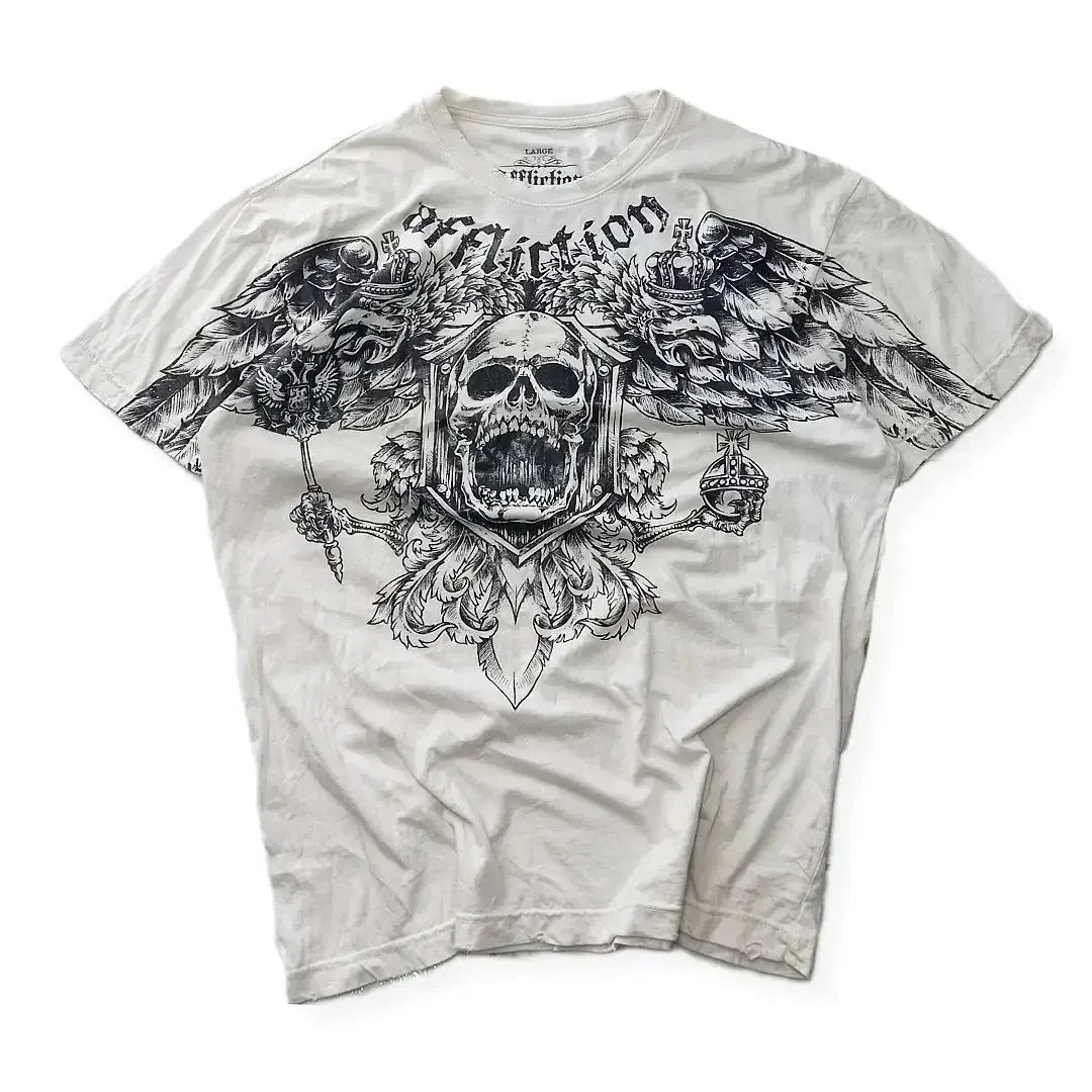 American Fashion Trend Pattern Print Cotton T-shirt Women Y2K New Harajuku Hip Hop Joker Short Sleeved Couple Casual Loose Tees Street King Limited
