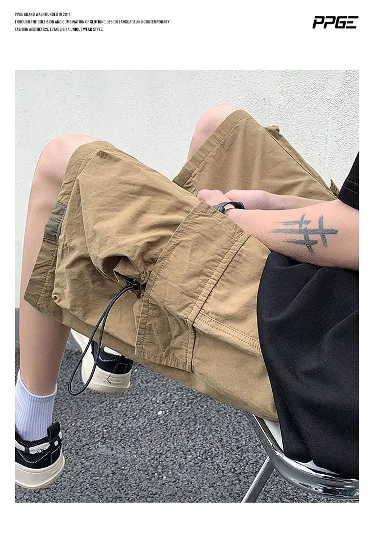 Korean style functional casual work shorts men summer Y2K street hip hop casual trendy brand ins mid pants beach sports pants Street King Limited