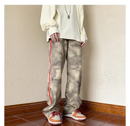 2023 outdoor side zipper camouflage baggy men cargo tracksuit pants overalls hip hop women sport long trousers spodnie dresowe unique cargo style 4082