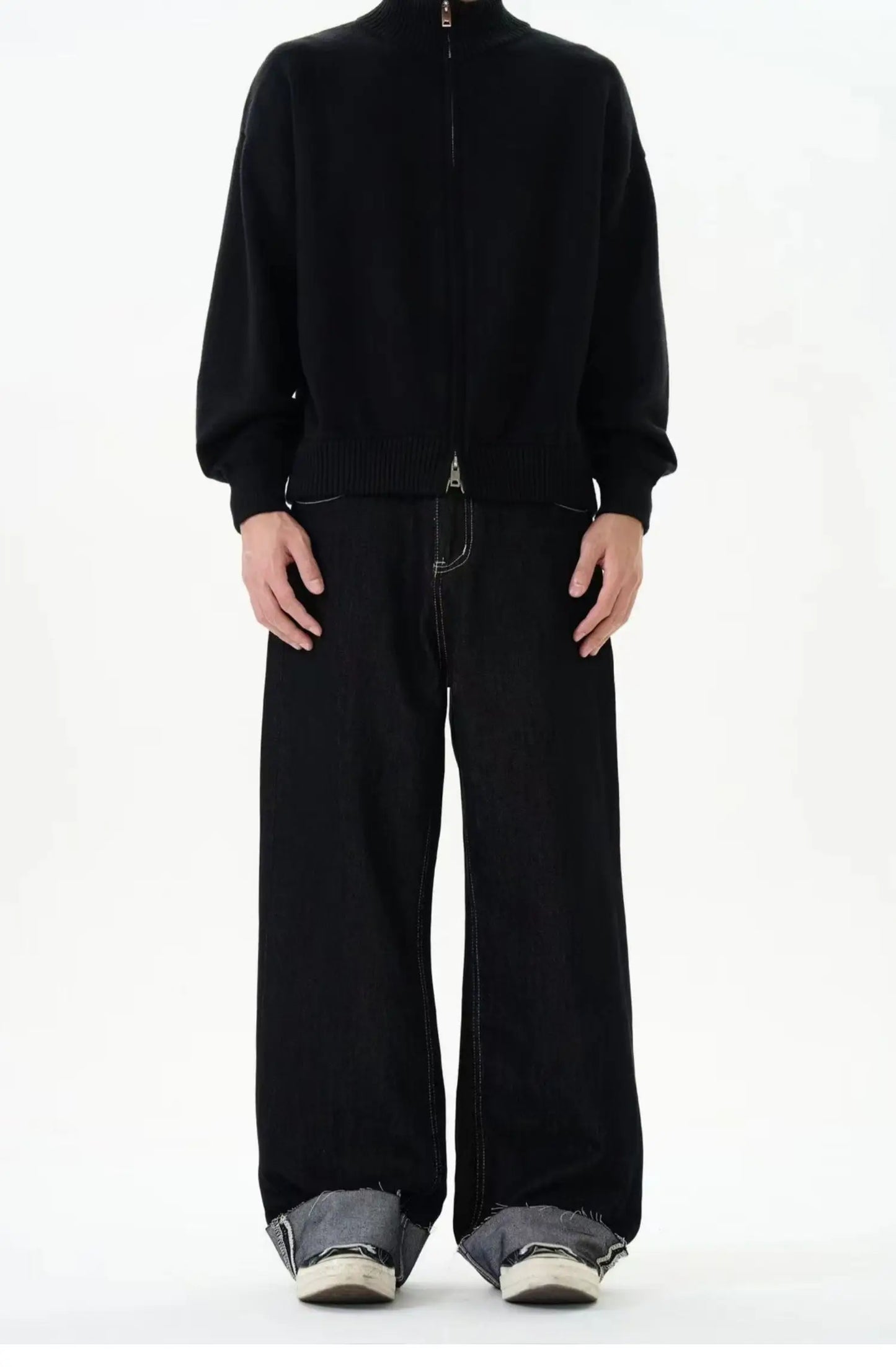men women streetwear fashion loose casual wide leg straight black denim jeans pant boyfriend y2k baggy jeans trousers unique jeans style 2258