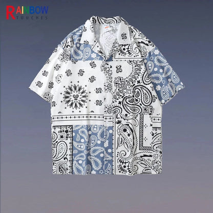 Rainbowtouches Men Shirt Summer Hip Hop Butterfly Pattern Tops Loose Popular Comfortable Cyber CelebrityFancy Good Short Couples Street King Limited