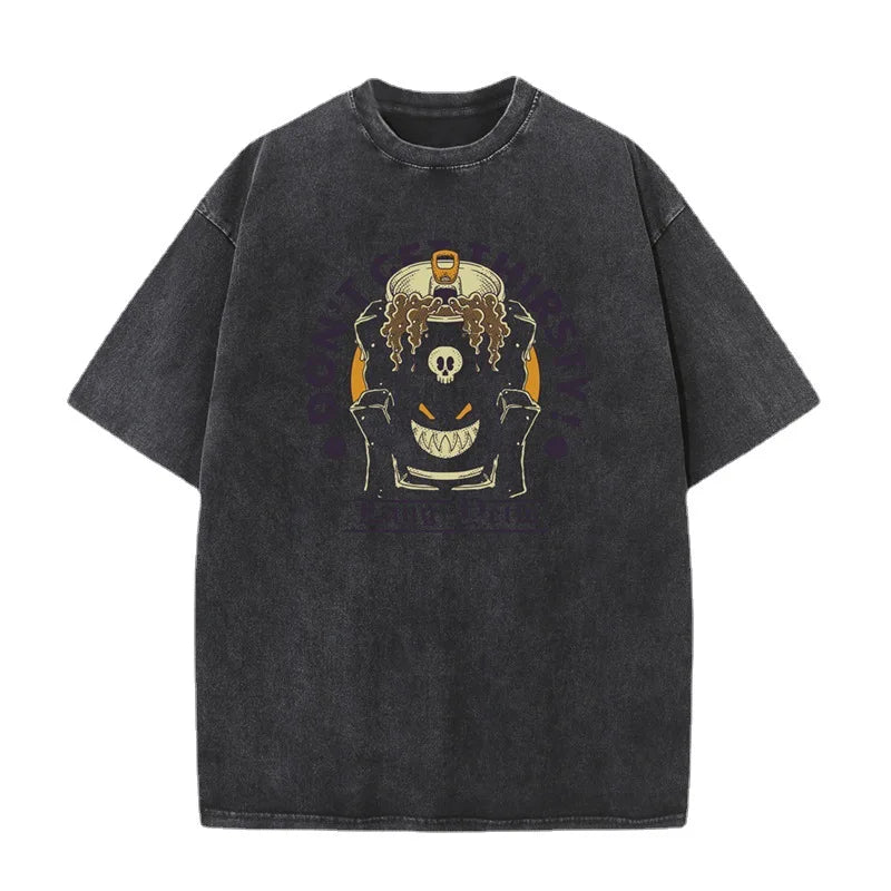 270g Heavyweight American Washed And Distressed Trendy Brand Loose Short-Sleeved T-Shirt For Men In Summer New Street Cotton Street King Limited