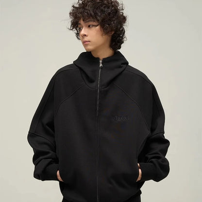 street letter embroidered jacket mens punk harajuku stand collar hooded sweatshirt zipper simplicity casual coats oversized relaxed fit trousers