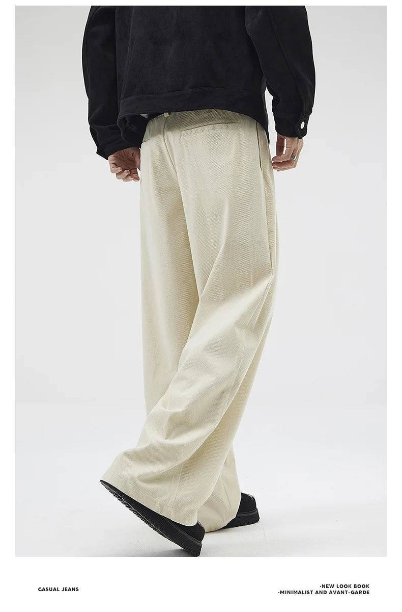 wide leg casual suit pants men japanese korean streetwear fashion loose cleanfit suit baggy pants cityboy long trousers unique default style 2049