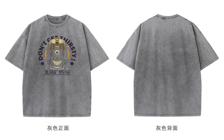 270g Heavyweight American Washed And Distressed Trendy Brand Loose Short-Sleeved T-Shirt For Men In Summer New Street Cotton Street King Limited