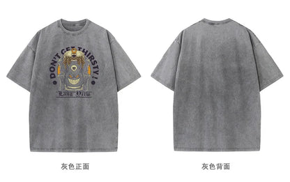 270g Heavyweight American Washed And Distressed Trendy Brand Loose Short-Sleeved T-Shirt For Men In Summer New Street Cotton Street King Limited