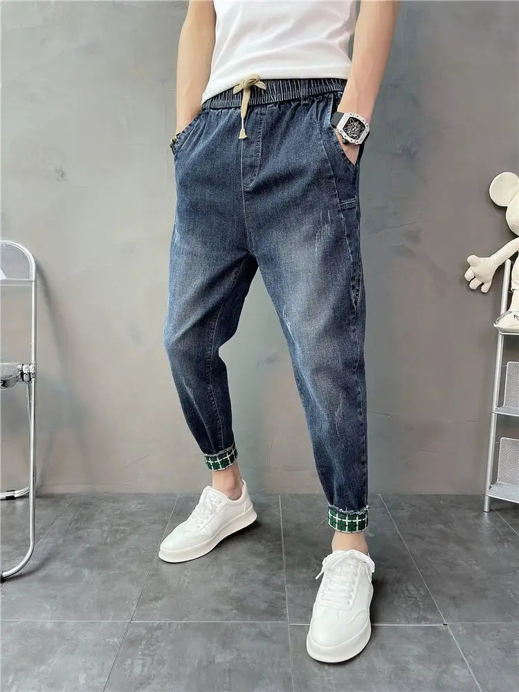 Korean Fashion Harem Jeans Men High Quality Loose All-match Male Jean Trousers 2024 Spring Autumn Trend Straight Leg Denim Pants Street King Limited