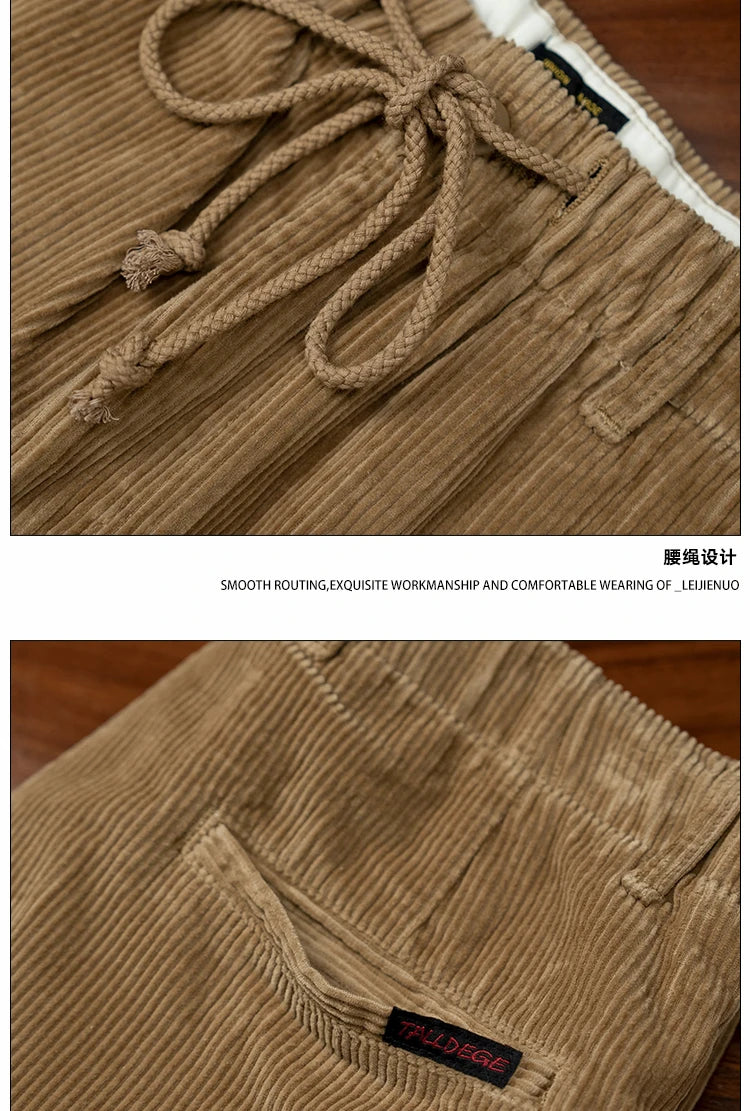 men american retro casual pure cotton corduroy pants japanese streetwear amikaji fashion straight cargo pant trouser unique cargo style 1887