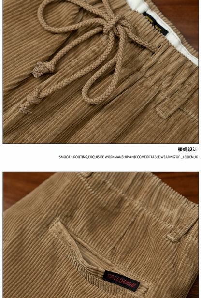 men american retro casual pure cotton corduroy pants japanese streetwear amikaji fashion straight cargo pant trouser unique cargo style 1887