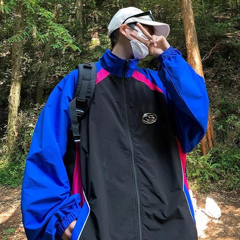 new sport charge jacket mens korean trend color blocking quick drying thin coats summer outdoor sunscreen casual windbreaker unique default style 1912