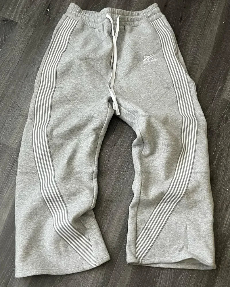 y2k high street retro striped letter wide leg pants street harajuku fashion nine point pants loose versatile oversized trousers unique default style 3119