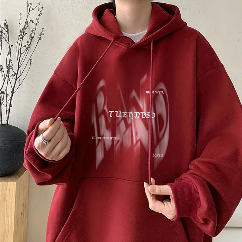 New Gothic Letter Printed Hoodies For Men Autumn Hip Hop Oversized Hooded Sweatshirt Y2K Streetwear Graphic Hoodie Tracksuit Street King Limited