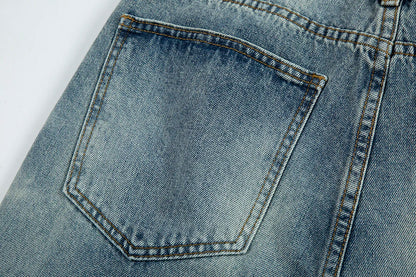Frayed Hole Damaged Washed Blue Baggy Jeans for Men Y2k Streetwear Straight Casual Denim Trousers Ropa Hombre Loose Cargo Pants Street King Limited