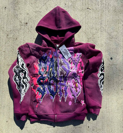 Fashion Trendy Color Letter Printed Oversize Hoodie Men's Y2K Spring and Autumn Retro Loose Pullover Sweatshirt Women's Street King Limited