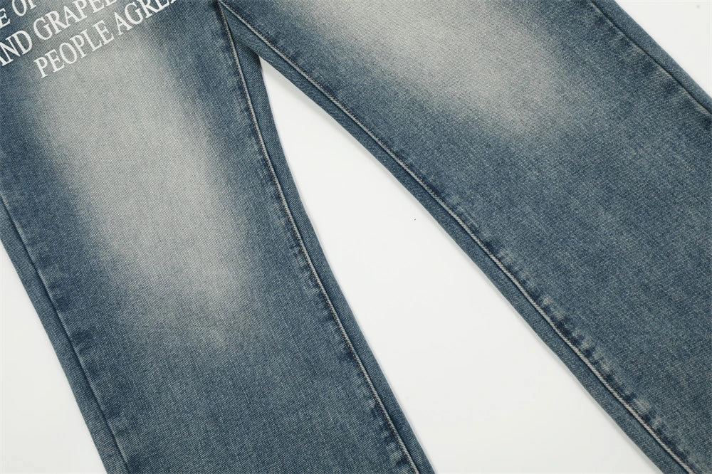 blue baggy jeans men letter printed straight denim pants fashion jeans male streetwear hip hop y2k loose trousers unique jeans style 4093