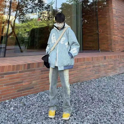 high street american jacket mens spring embroidered letter loose pilot coats color block single breasted couple baseball jersey unique default style 2022