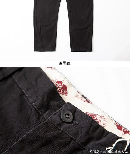 autumn winter heavyweight pure cotton thick american retro workwear khaki pants business casual mens basic solid color pants unique default style 1047