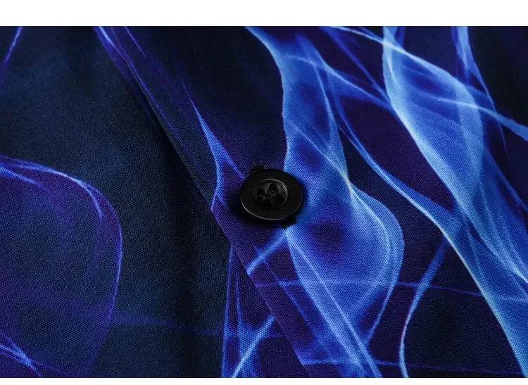 Dark Icon Blue Flame Polo Shirt Men Summer Light Weight Material Hawaiian Shirts Streetwear Men's Shirt Street King Limited