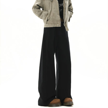 american style vintage wide leg cargo pants mens baggy fashion high street overalls coffee streetwear male mopping trousers unique cargo style 1098