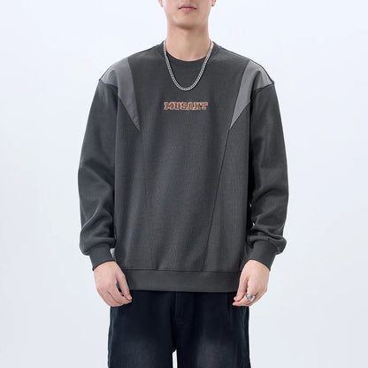 Men Handsome Splice Embroidery Fashion Loose Casual Pullover Sweatshirt Spring Autumn Plus Size Hoodies for Man Clothing Street King Limited