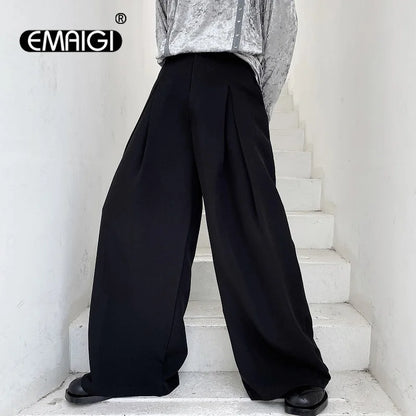 pants men high waist casual wide leg suit pant male vintage fashion japan korea streetwear loose long trousers menswear bottoms