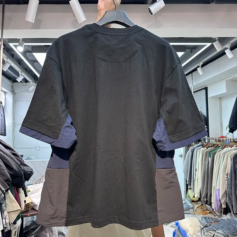 Side stitching color bump hem drawstring plus two layers of short-sleeved shirt profile Street King Limited
