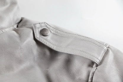 new arrival vintage heavyweight dirty grey double layer hooded leather jacket with multiple pockets zipper design cotton jacket unique default style 137