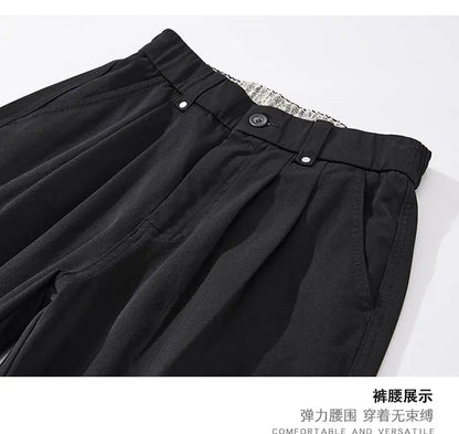 mens trend streetwear fashion loose casual plus size straight wide leg suit pant office man commute work pants trousers unique default style 2086