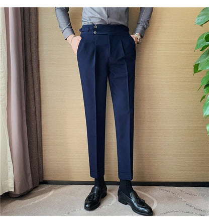 2024 High Quality Business Casual Draped High-waist Trousers Men Solid Color Formal Pants Male Formal Office Social Suit Pants Street King Limited