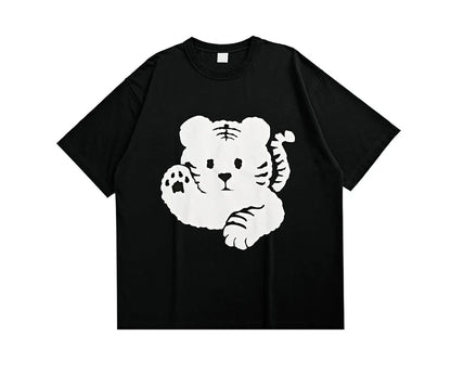 Rainbowtouches 2022 Mens T Shirts Men Tiger Print T Shirt Vintage Unisex High Street Couples Oversized Cute Pattern Men T Shirts Street King Limited