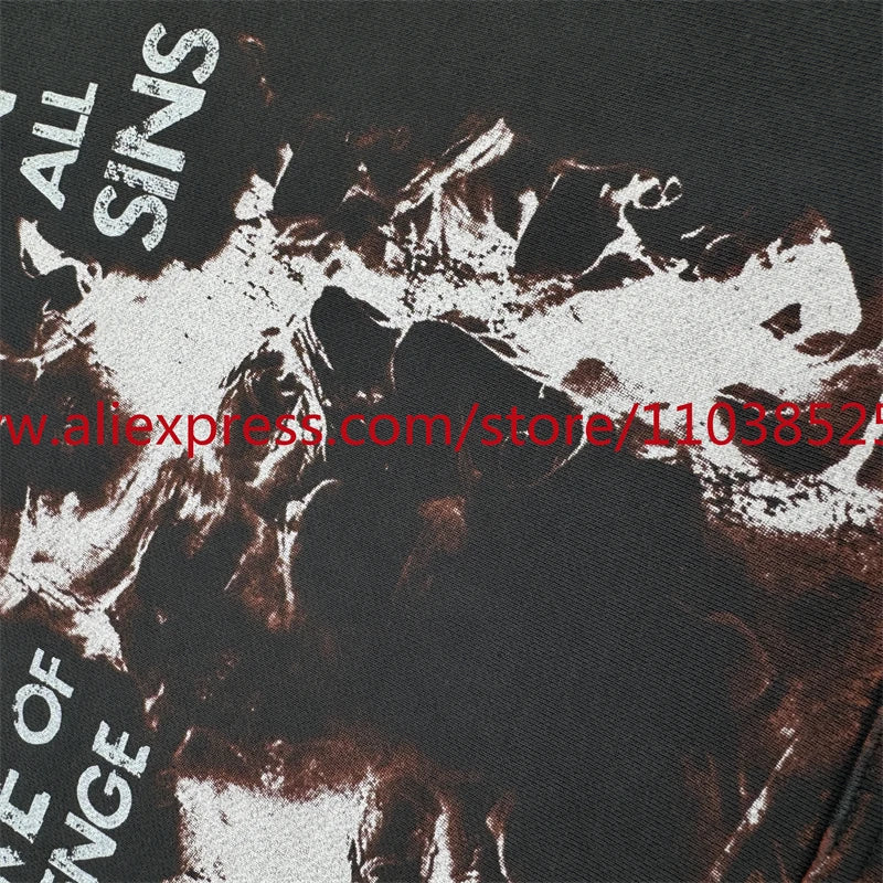 Autumn New 2024 Vintage American Long sleeved Hoodie Men's Heavyweight Flame Print High Street Tops Oversize Trendy Fashion Street King Limited