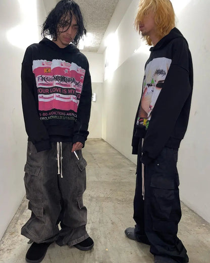 Harajuku Vintage Hoodie Oversized Goth Streetwear Tops Grunge Hoodies Women Couples 2024 Sweatshirt Gothic Y2k Clothes Street King Limited
