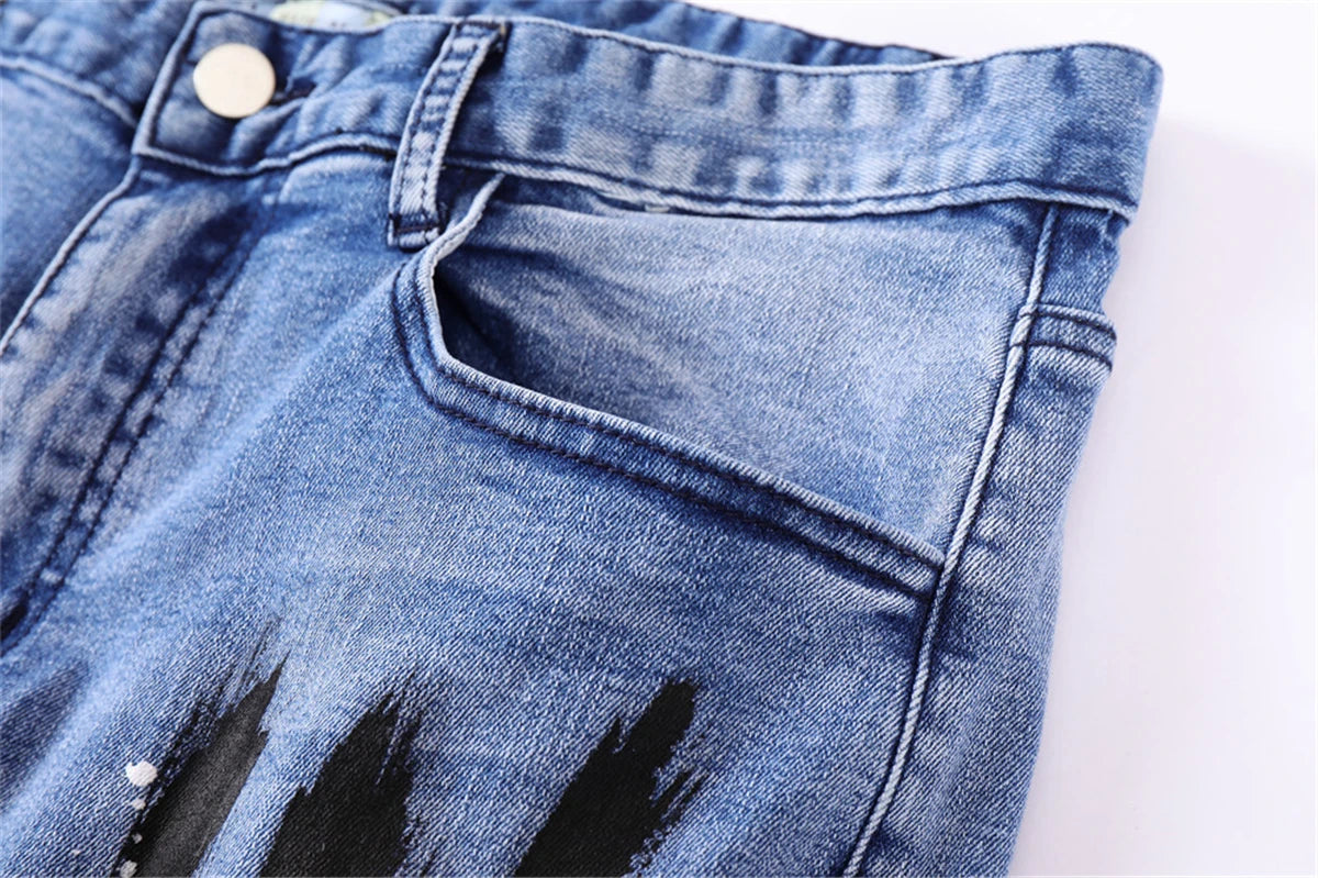 mens vintage jeans 2023 new ripped holes straight denim pants streetwear hip hop harajuku jeans trousers unique jeans style 3806
