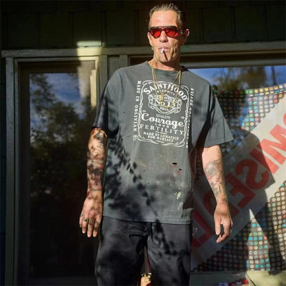 Vintage Retro Washed Distressed High-Street Printing T-Shirt Tops Street King Limited
