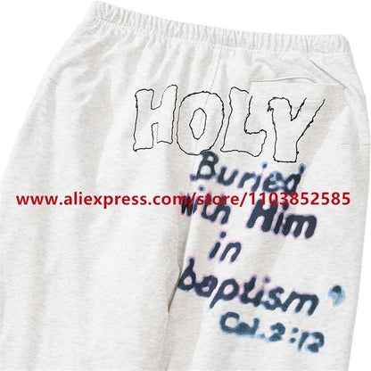 2024 autumn winter vintage casual sports pants mens letter illustration printed loose drawstring leg strap high street hip hop unique default style 1619