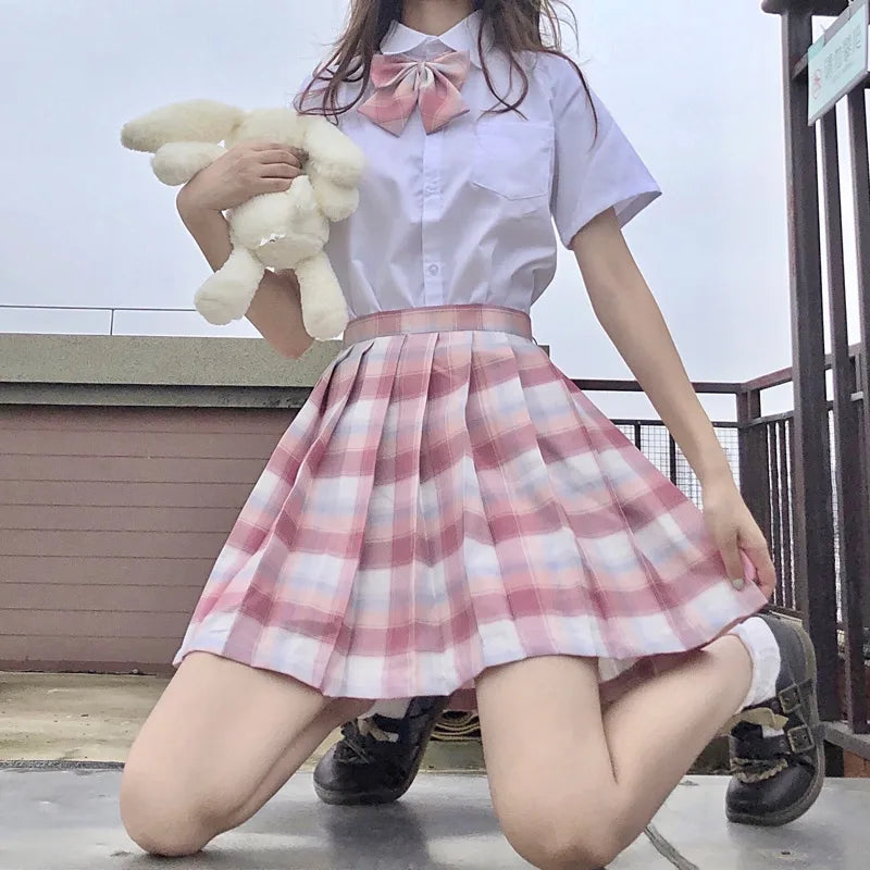 Jk Uniforms Gyaru School Uniform for Girl Student Pleated Skirt Uniform Set Women Short Sleeve Bow Tie Seifuku Japanese Style Street King Limited
