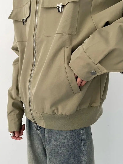 Autumn and Winter Korean Style Season Fashionable Retro Airplane Jacket Men's Loose Street Y2K Niche Shoulder Pad Lapel Jacket Street King Limited
