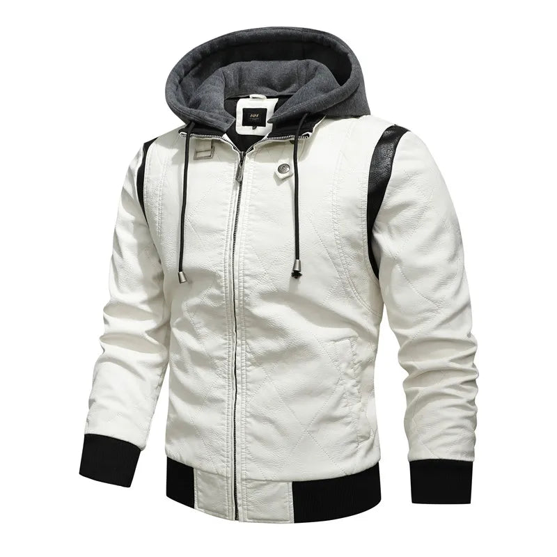 Autumn Winter Bomber Leather Jacket Men Scorpion Embroidery Hooded Jacket PU Leather Motorcycle Mens Ryan Gosling Drive Jacket Street King Limited