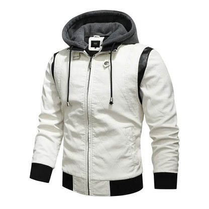 Autumn Winter Bomber Leather Jacket Men Scorpion Embroidery Hooded Jacket PU Leather Motorcycle Mens Ryan Gosling Drive Jacket Street King Limited