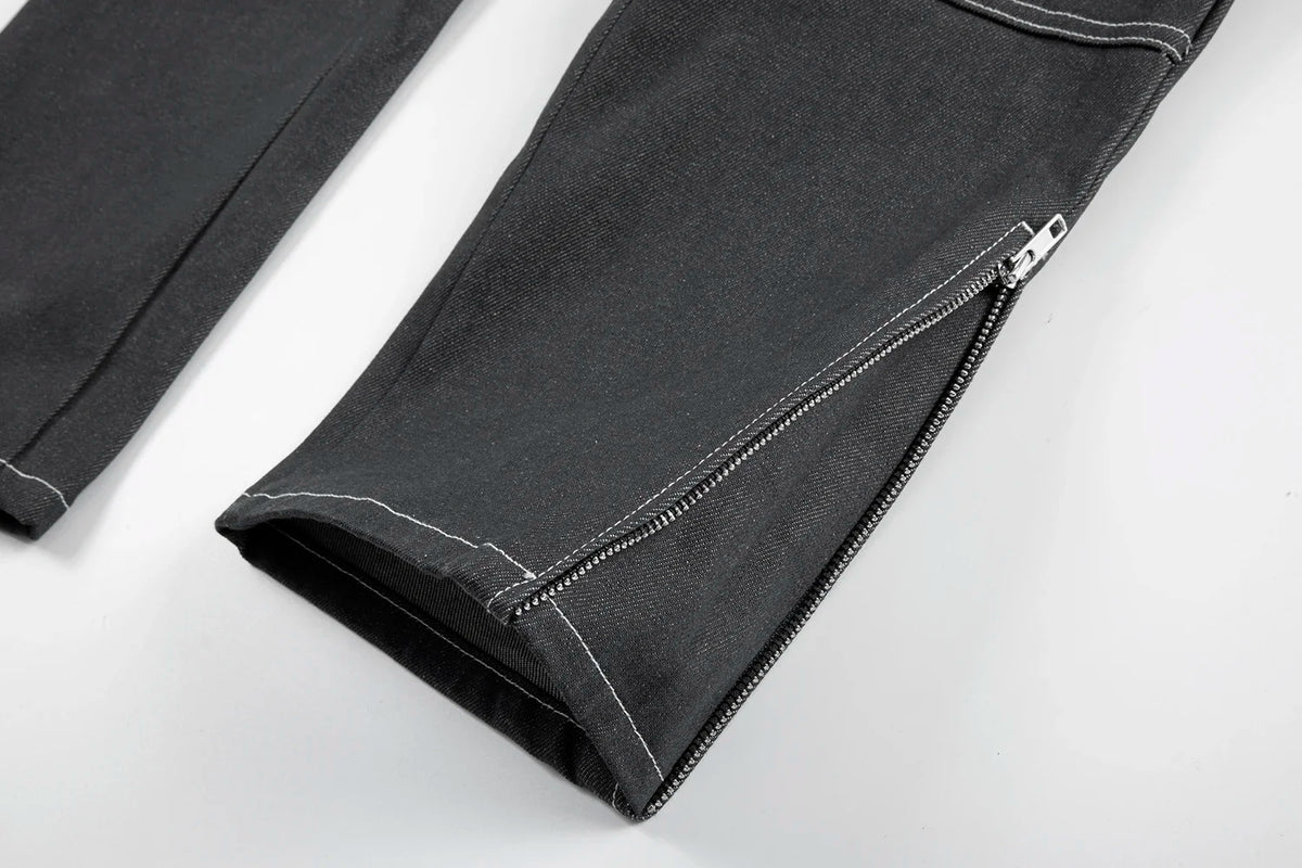 retro ankle zipper original casual logging pants mens straight streetwear baggy loose jeans cargos oversized denim trousers unique cargo style 2159