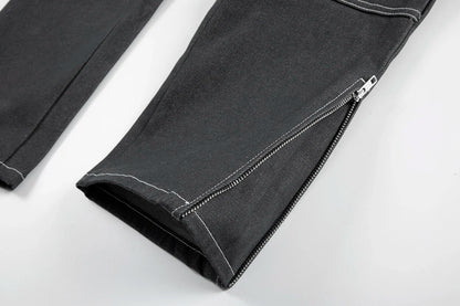 retro ankle zipper original casual logging pants mens straight streetwear baggy loose jeans cargos oversized denim trousers unique cargo style 2159